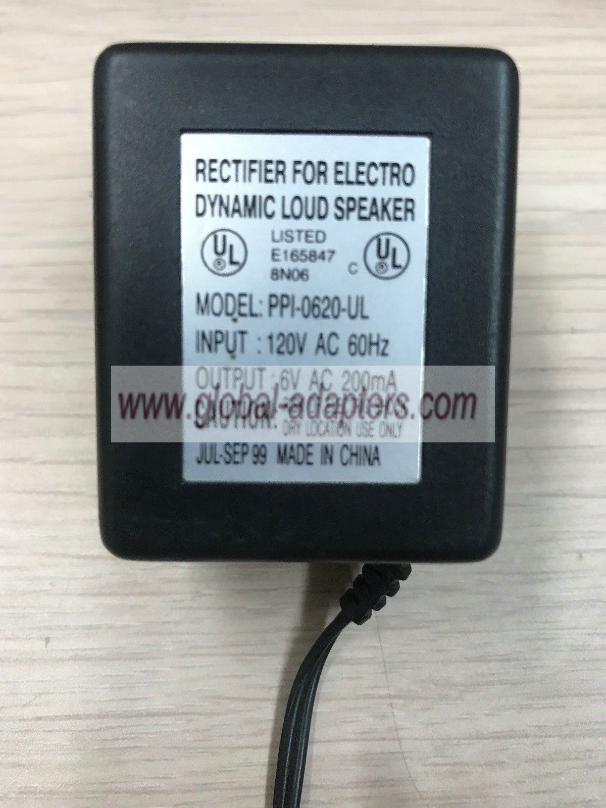 6VAC 200mA AC Adapter Rectifier for DYNAMIC Loud Speaker Model PPI-0620-UL Power Supply 6VAC 200mA AC Adapter Rectifier for DYNAMIC Loud Speaker Model PPI-0620-UL Power Supply